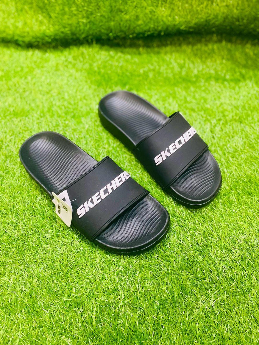Men's Black PU Leather Slide Slippers