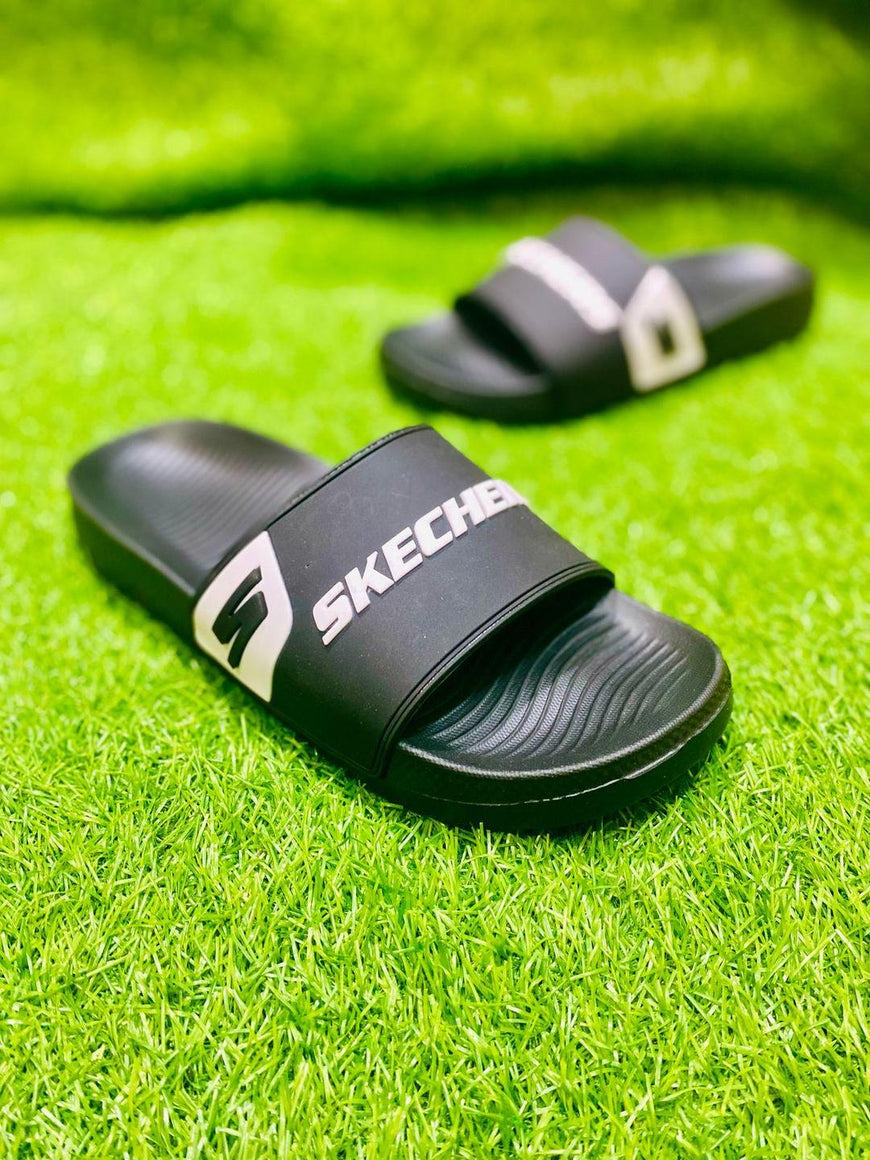 Men's Black PU Leather Slide Slippers