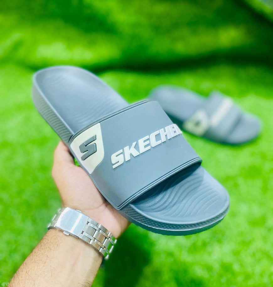 Men's Casual Slide Slippers PU Leather Grey