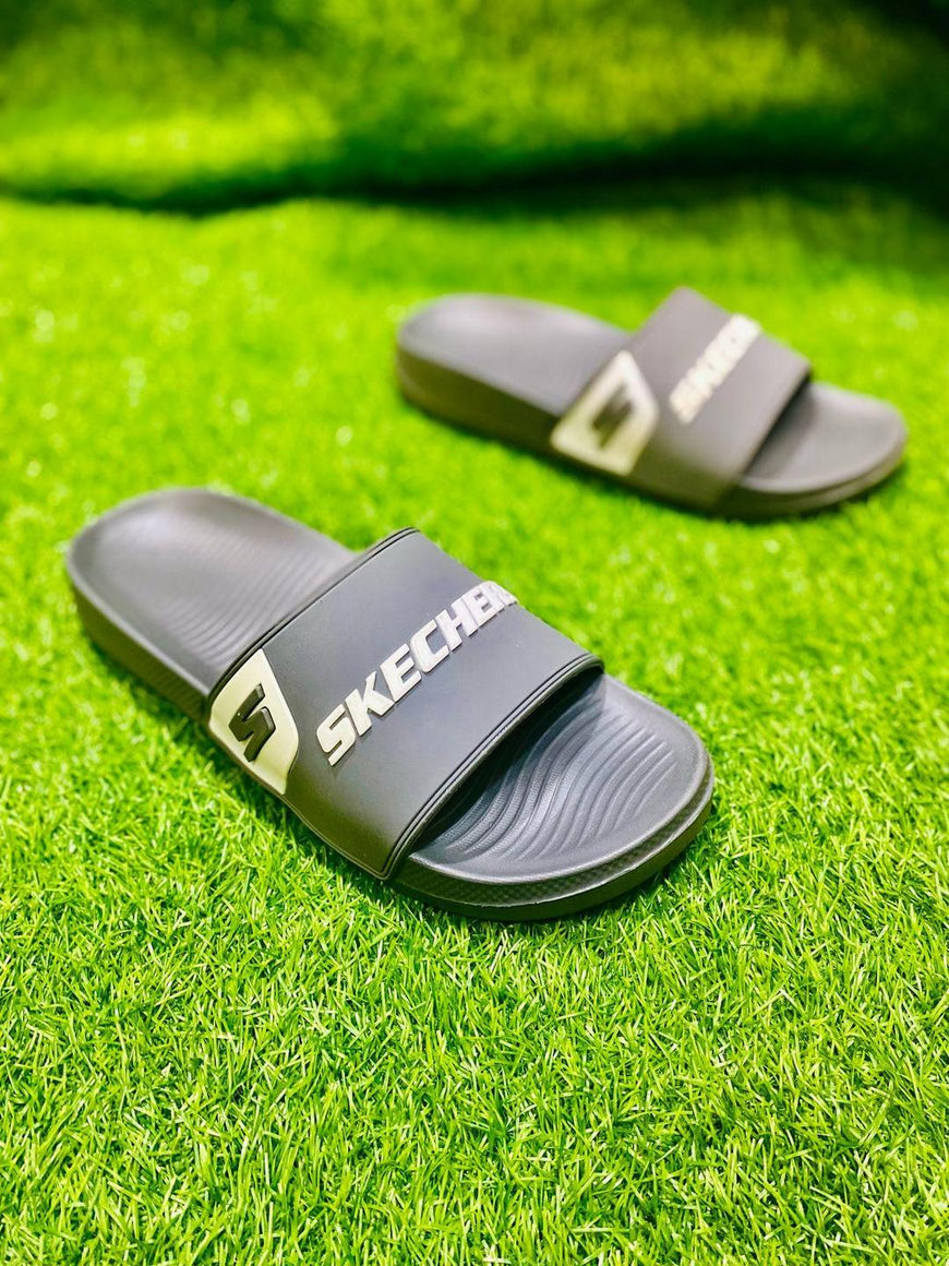 Men's Casual Slide Slippers PU Leather Grey