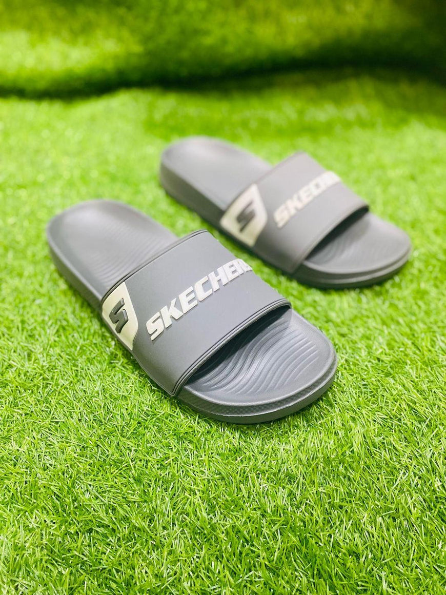 Men's Casual Slide Slippers PU Leather Grey