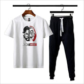 Men Printed Track Suit White Money Heist