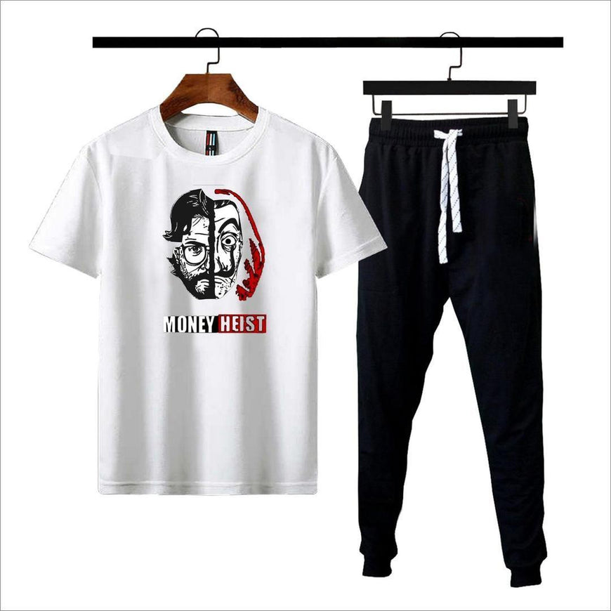 Men Printed Track Suit White Money Heist
