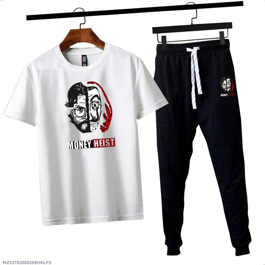 Men Printed Track Suit White Money Heist