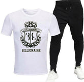 Men Printed Track Suit White 2Pcs Cotton Jersey
