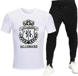 Men Printed Track Suit White 2Pcs Cotton Jersey