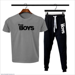Men Cotton Printed Track Suit Grey