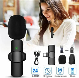 Black Plug & Play Microphone for Vlogging & Outdoor Use
