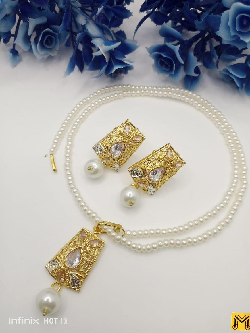 Gold Plated Gemstone Necklace Set for Women