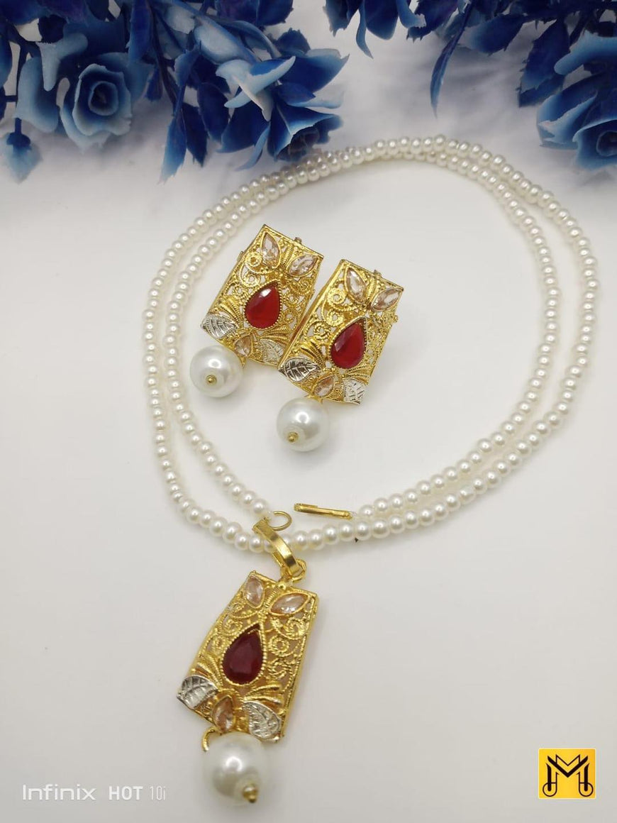 Gold Plated Gemstone Necklace Set for Women