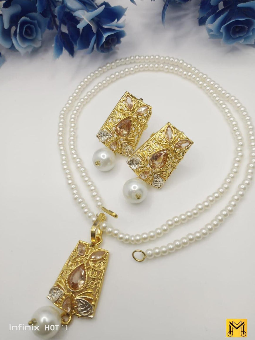 Gold Plated Gemstone Necklace Set for Women