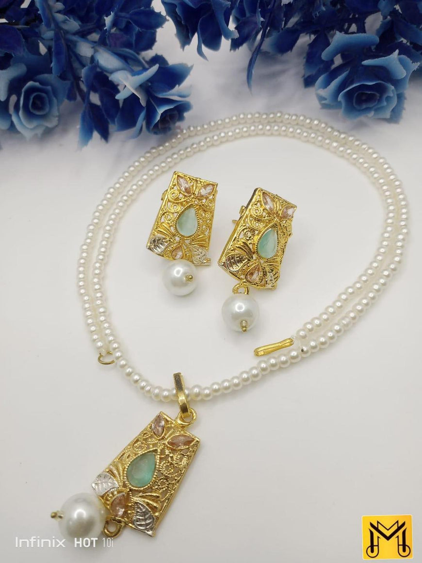 Gold Plated Gemstone Necklace Set for Women