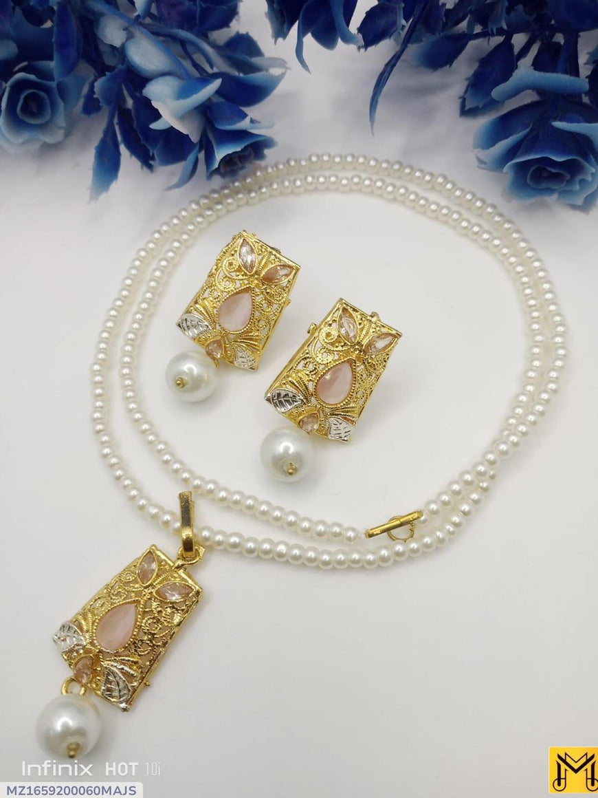 Gold Plated Gemstone Necklace Set for Women