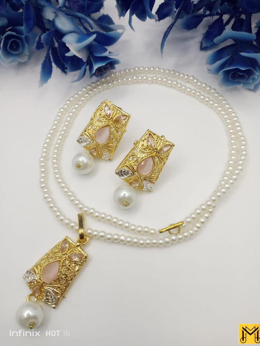 Gold Plated Gemstone Necklace Set for Women