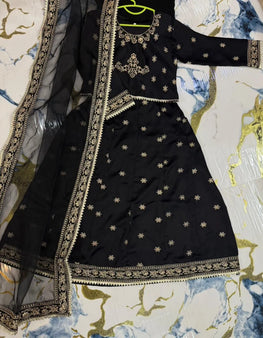 Black Embroidered 3-Piece Set for Girls 1-12 Years