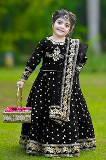Black Embroidered 3-Piece Set for Girls 1-12 Years