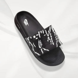 Nike Black White Textured Slide Slippers for Men