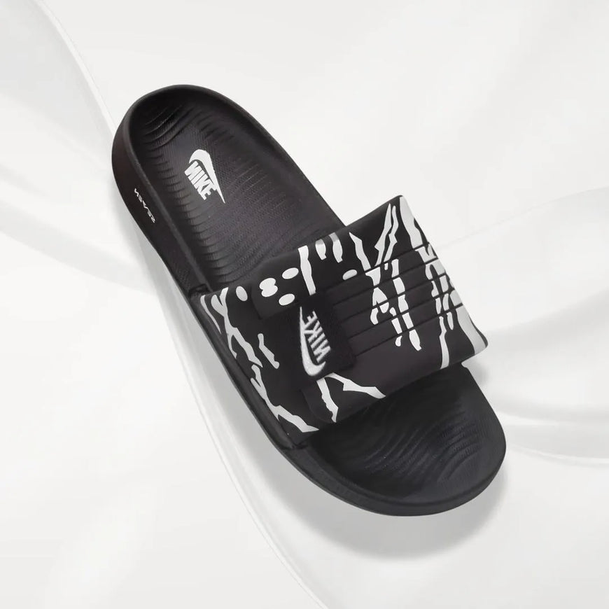 Nike Black White Textured Slide Slippers for Men