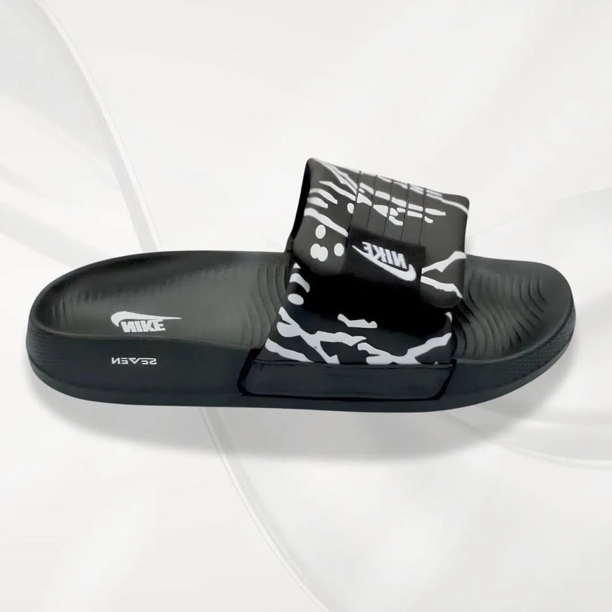 Nike Black White Textured Slide Slippers for Men