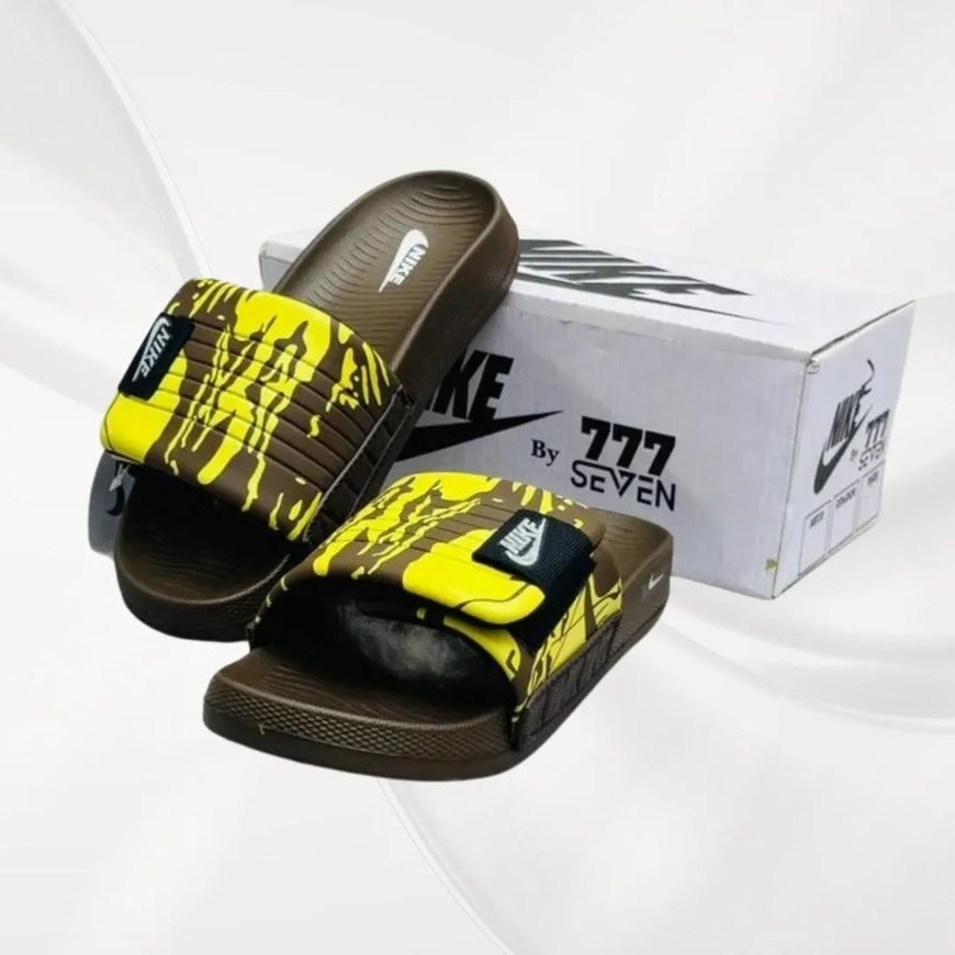 Unisex Brown Microfiber Formal Slide Slippers