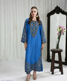 Blue Printed Doria Lawn 2PC Women Suit Set