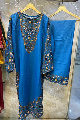 Blue Printed Doria Lawn 2PC Women Suit Set