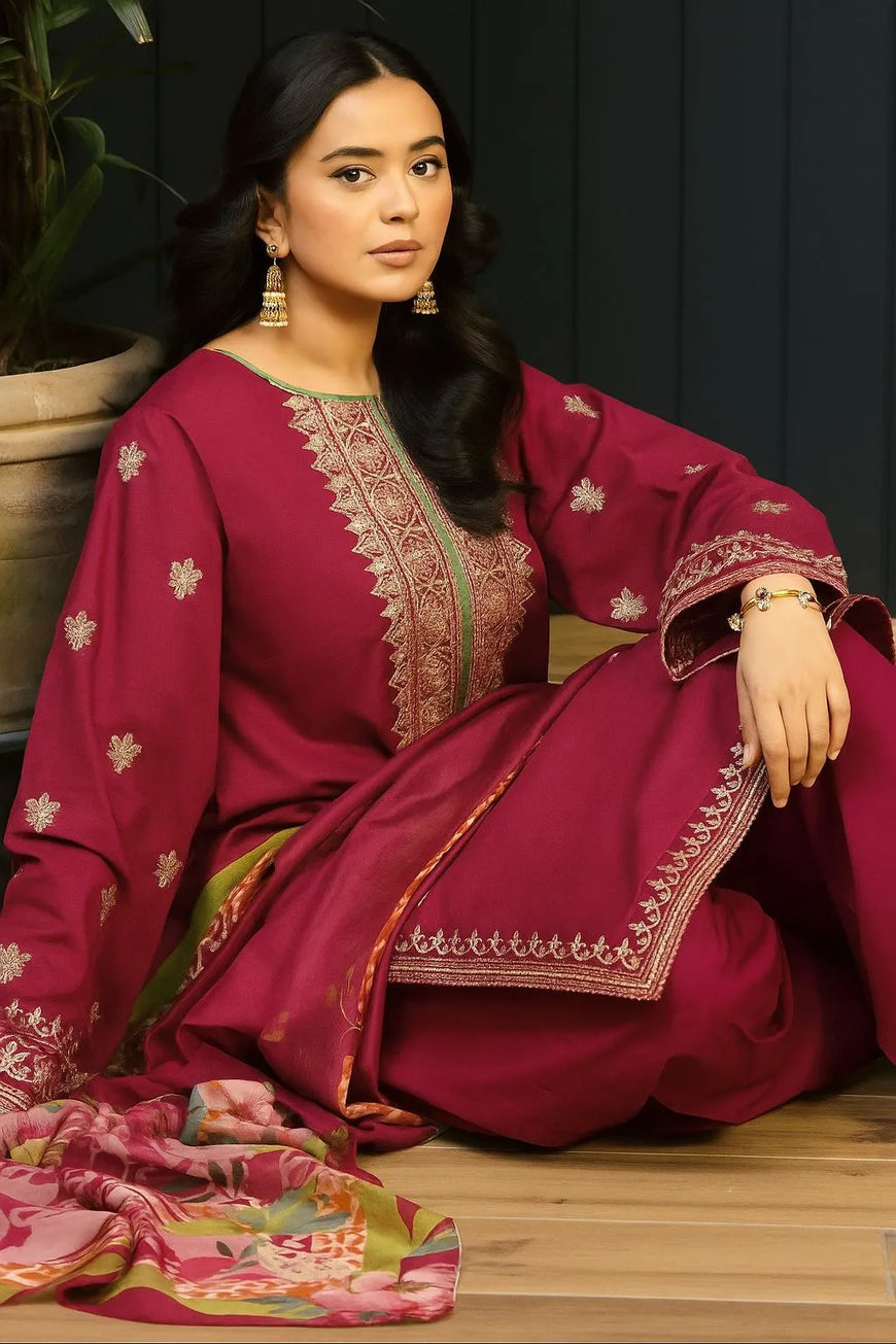 MIX TRENDING DESIGNS 3 Pcs Unstitched Embroidered Suit