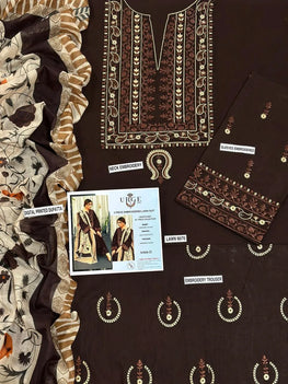 MIX TRENDING DESIGNS 3 Pcs Unstitched Embroidered Suit