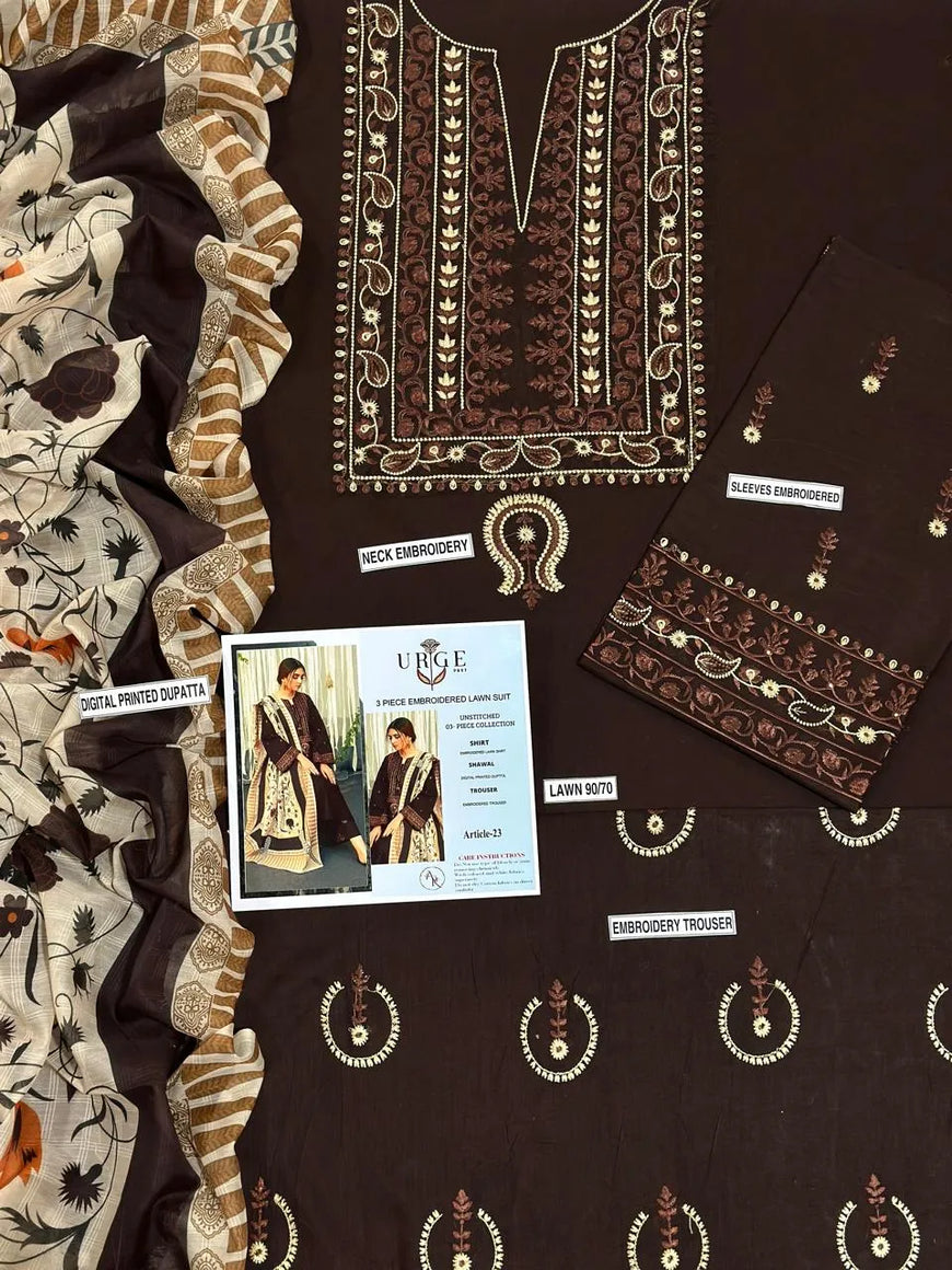 MIX TRENDING DESIGNS 3 Pcs Unstitched Embroidered Suit
