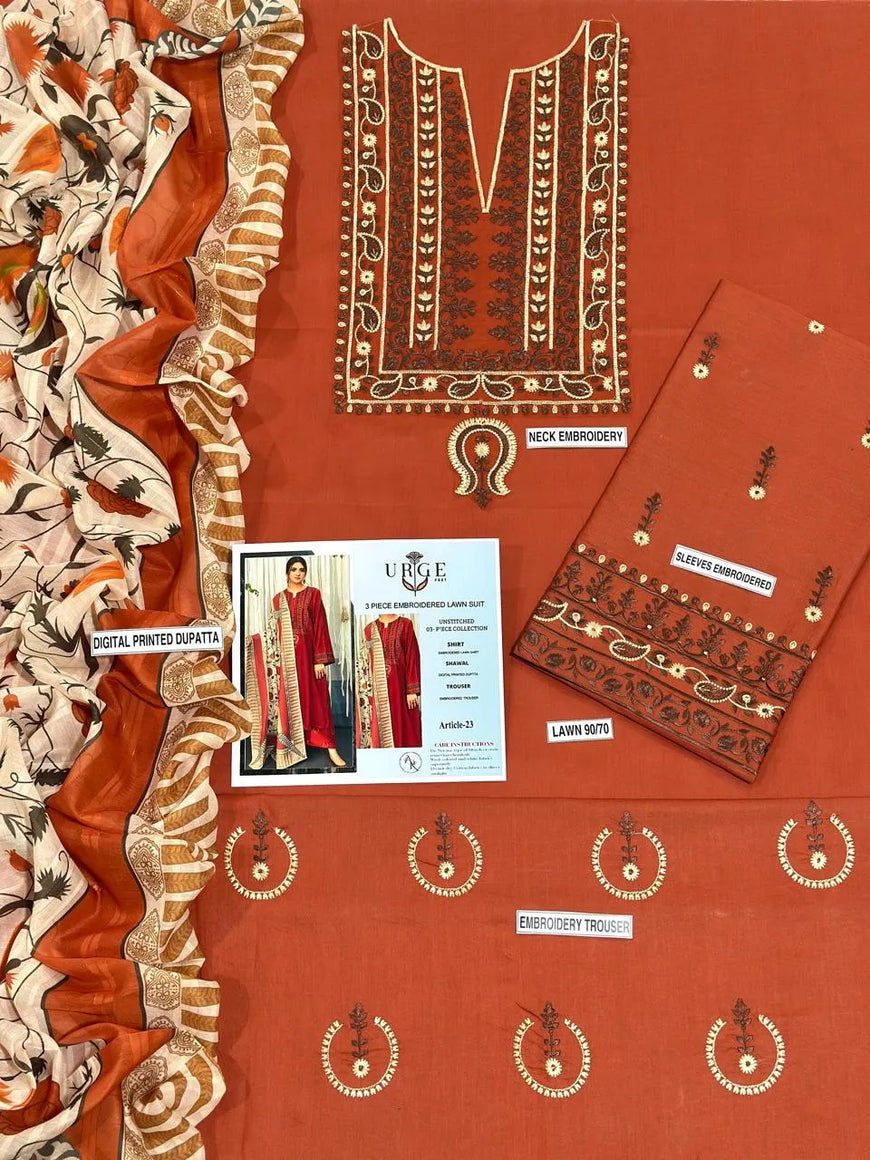 MIX TRENDING DESIGNS 3 Pcs Unstitched Embroidered Suit