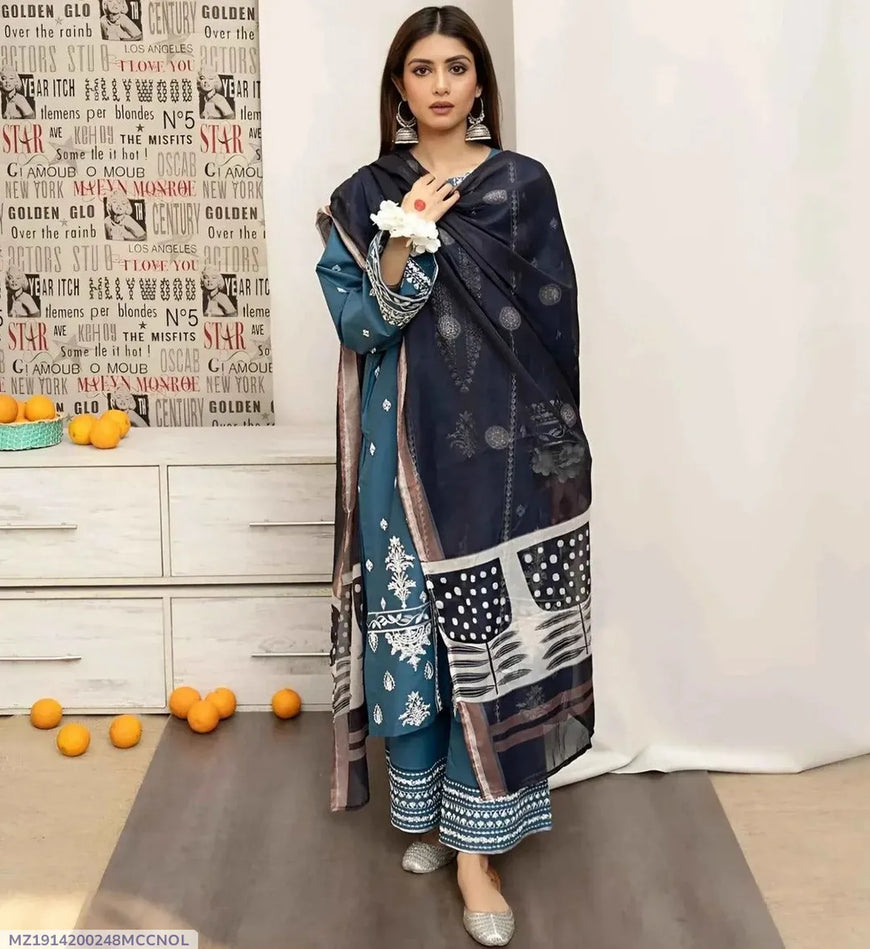 MIX TRENDING DESIGNS 3 Pcs Unstitched Embroidered Suit