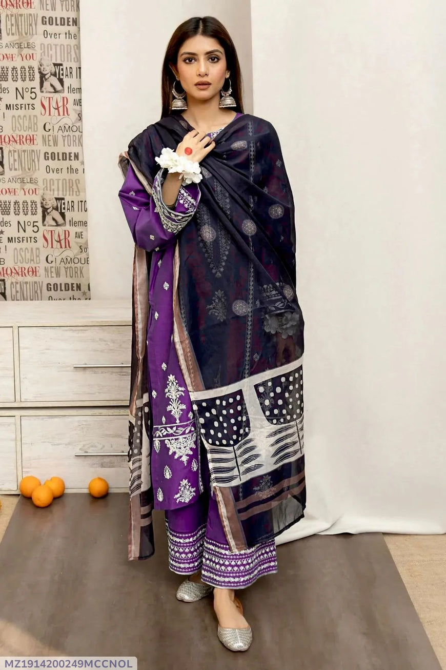 MIX TRENDING DESIGNS 3 Pcs Unstitched Embroidered Suit