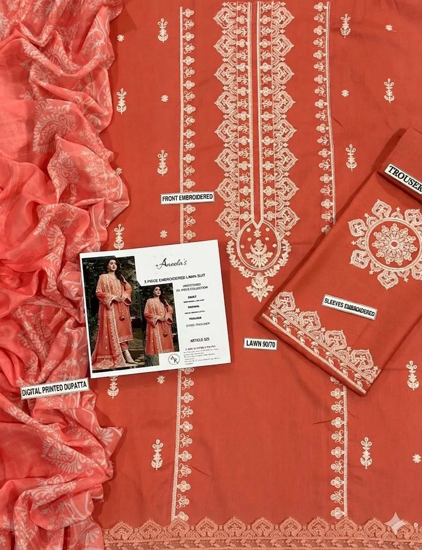 MIX TRENDING DESIGNS 3 Pcs Unstitched Embroidered Suit