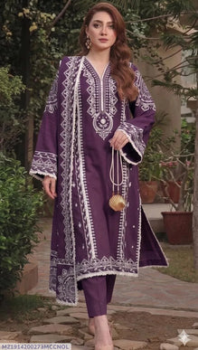 MIX TRENDING DESIGNS 3 Pcs Unstitched Embroidered Suit