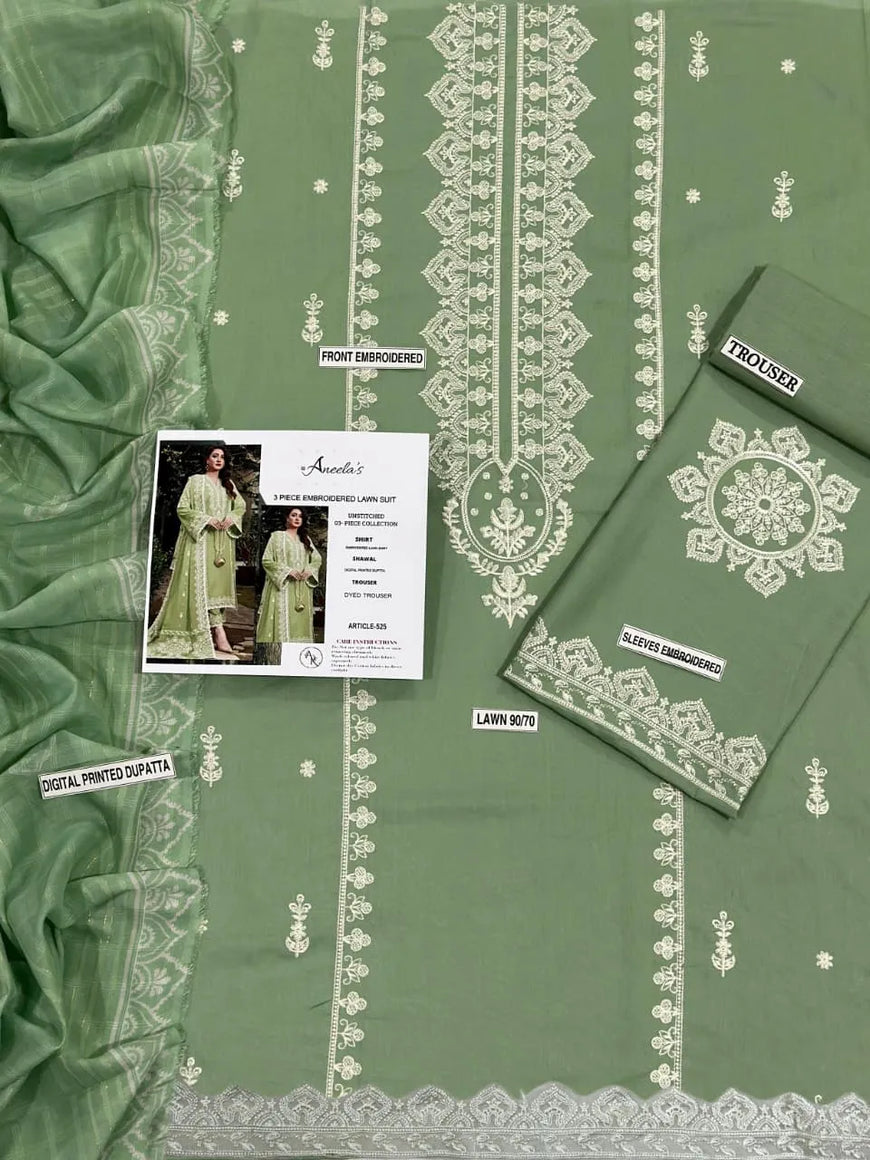 Mix Trending Designs 3 Pcs Unstitched Embroidered Suit