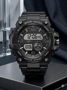 Men's Digital Sports Watch Black Water Resistant
