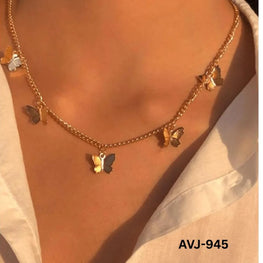 Korean Butterfly Necklace Gold Silver Alloy Daily Wear