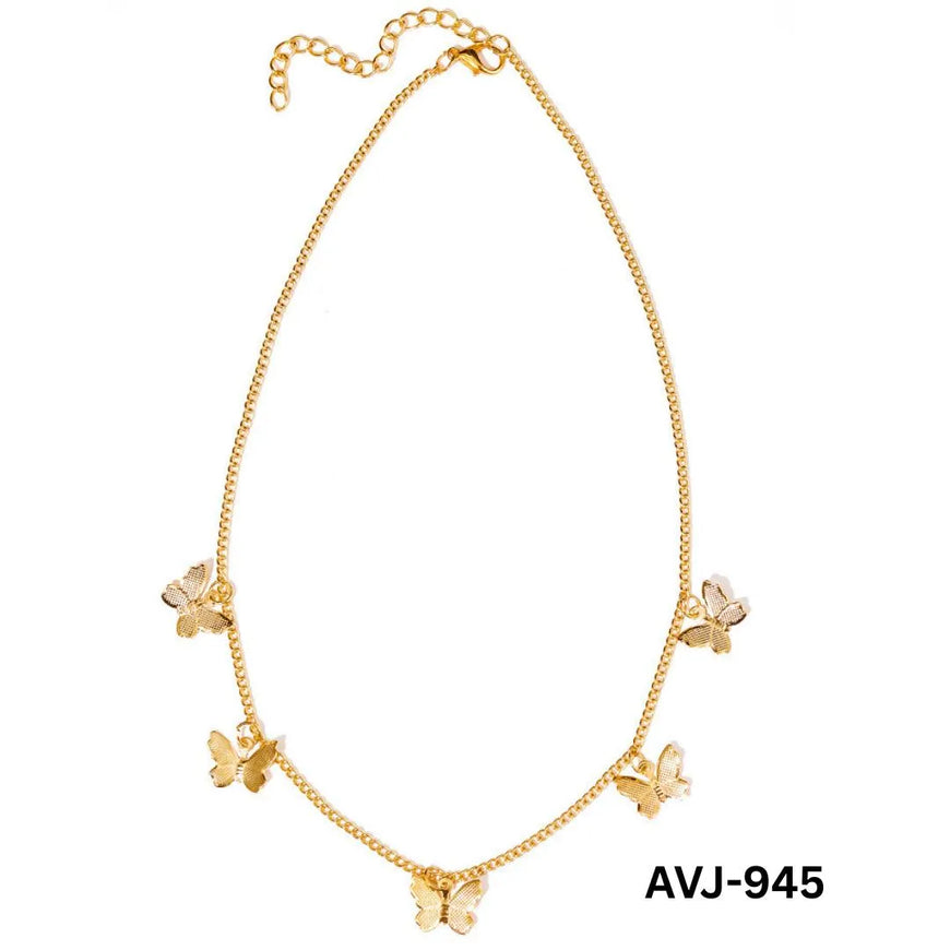 Korean Butterfly Necklace Gold Silver Alloy Daily Wear