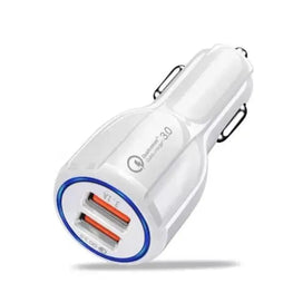Car USB Charger 3.0 Dual Port White Black