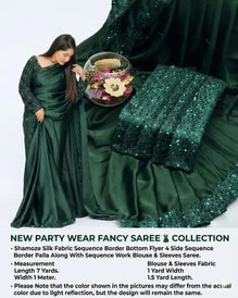 Shamoze Silk Saree with Sequence Border & Sleeves