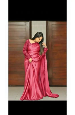 Shamoze Silk Saree with Sequence Border & Sleeves