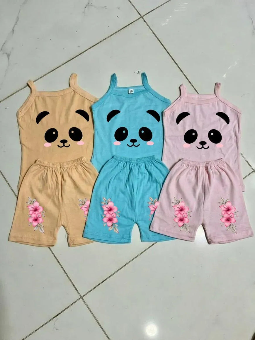 Pink Panda Bear Sleeveless Set for Girls