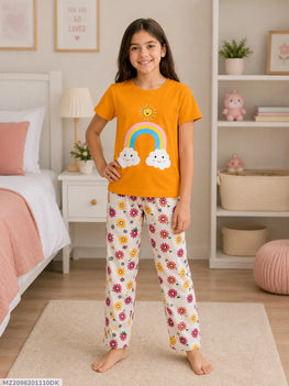 Kids Night Suit Dreamy Dots Cotton Yellow 1-10Yrs