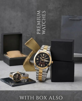 Seiko Men's Luxury Gold Black Dial Watch 37mm Stainless Steel