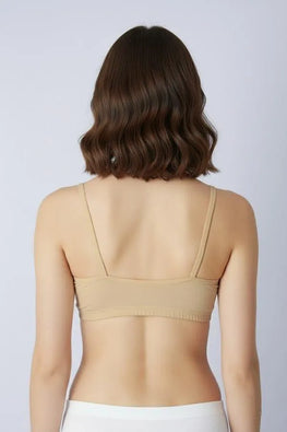 Beige Printed Jersey Bralette Free Size B