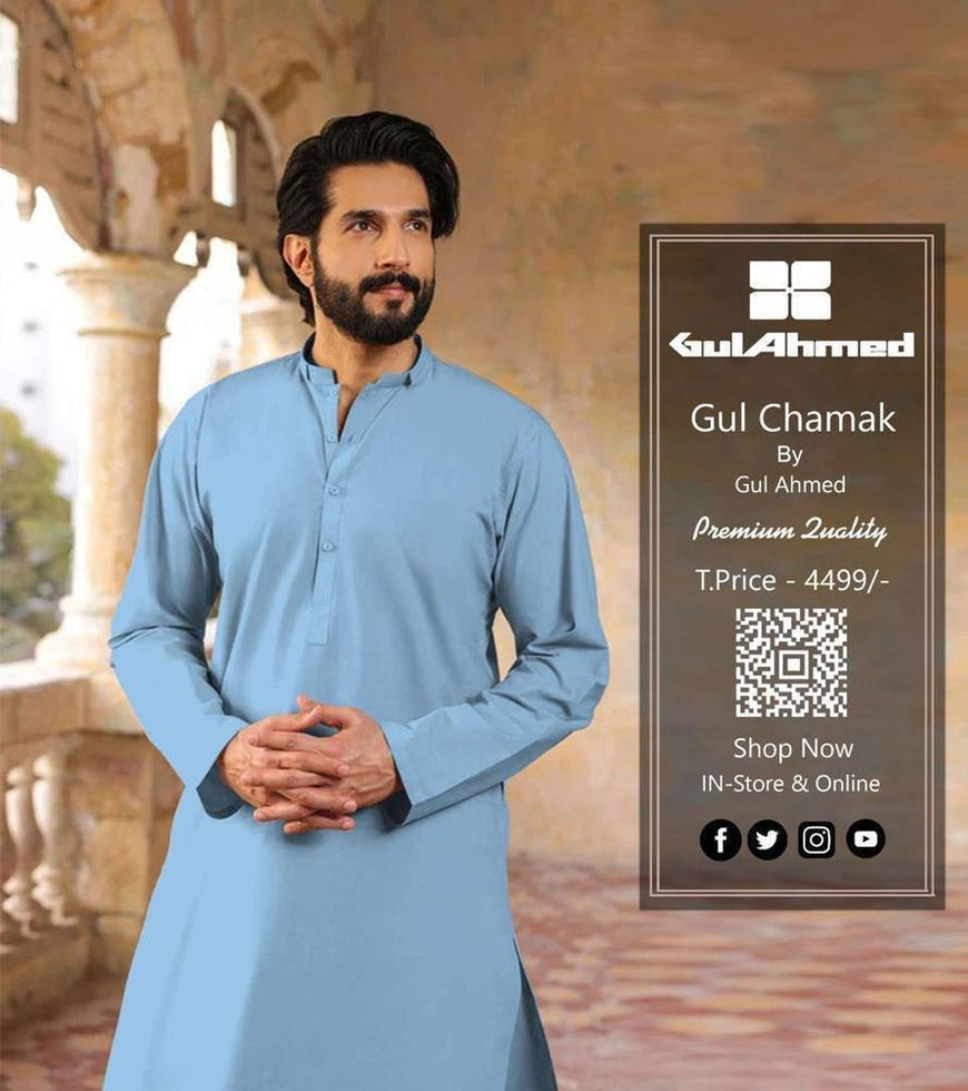 Men's Premium Silk Suit Blue Unstitched 8-Button