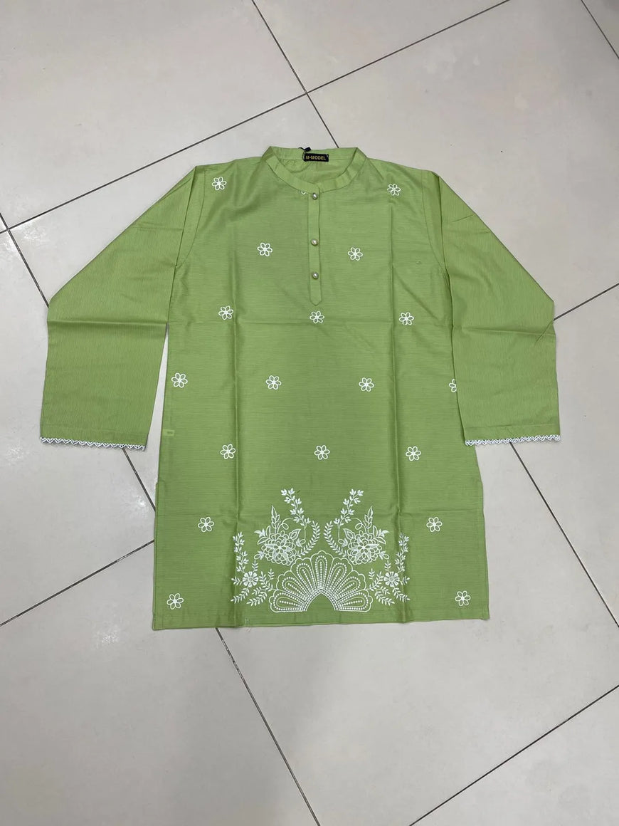 1 Pc Women's Stitched Lawn Striaght Cut Shirt