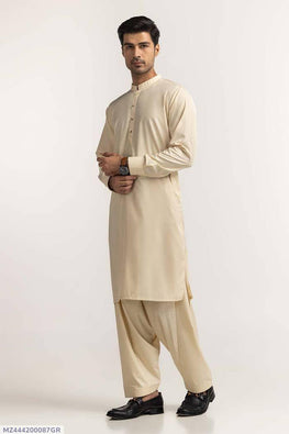 Men's Boski Plain Suit Mustard 8-Button Unstitched