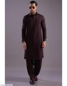 Men's Maroon Wash & Wear Plain Suit All Season