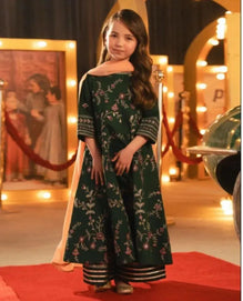 Green Embroidered Lawn 3Pcs Set for Girls
